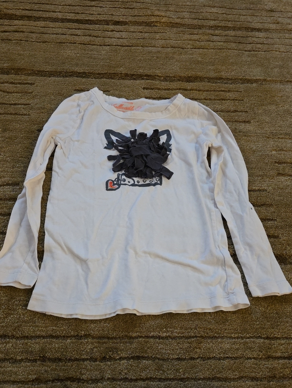 5/25 Crewcuts White Long-Sleeve Tee with Black Bow Accent Size 6-7..